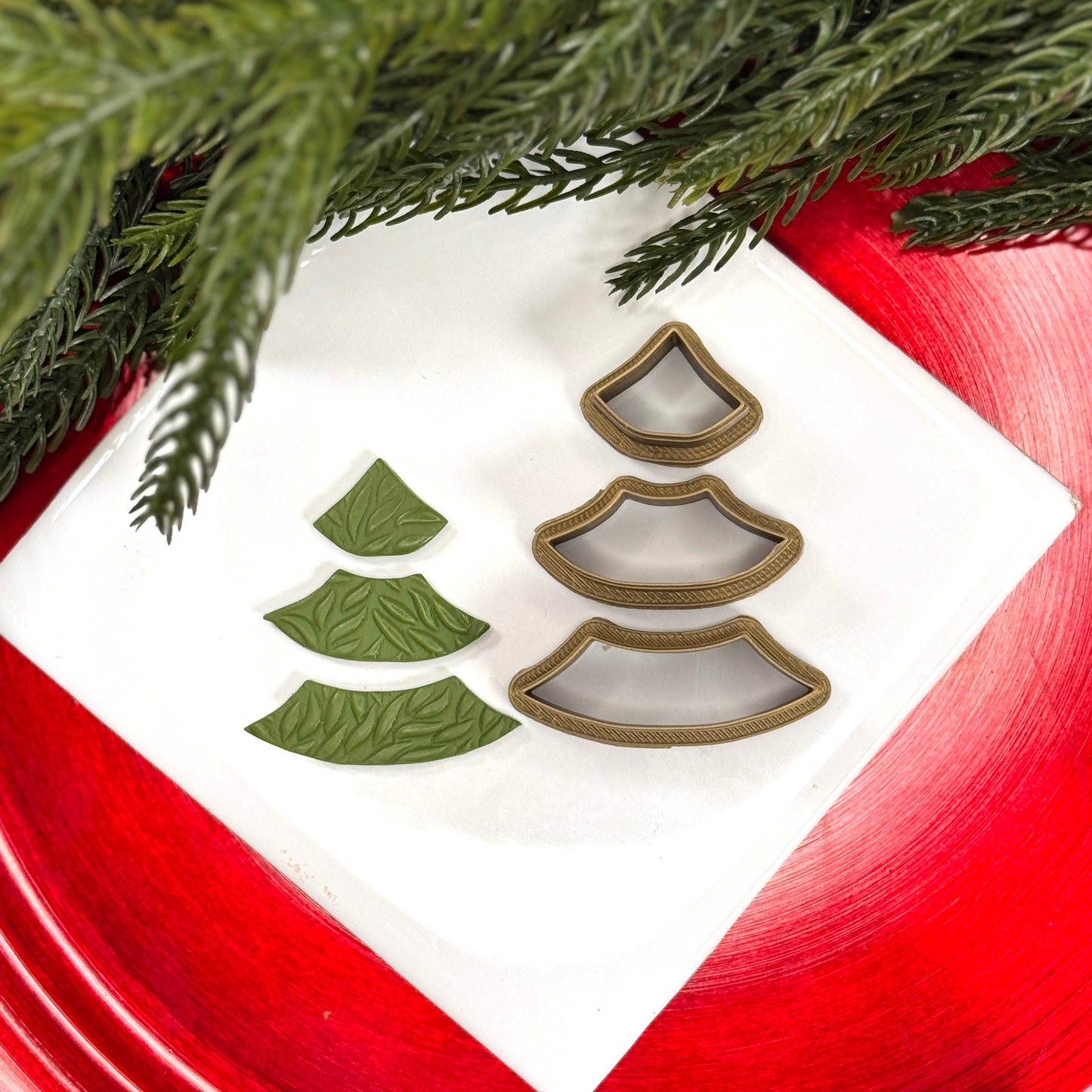 Christmas 3 piece tree polymer clay cutter