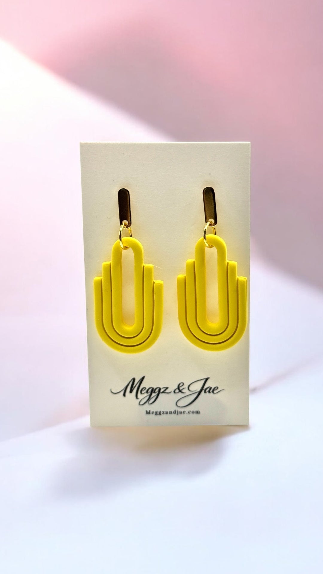 Modern Arch Statement Earrings Handmade Polymer Clay Lightweight Dangle Earrings Meggz and Jae