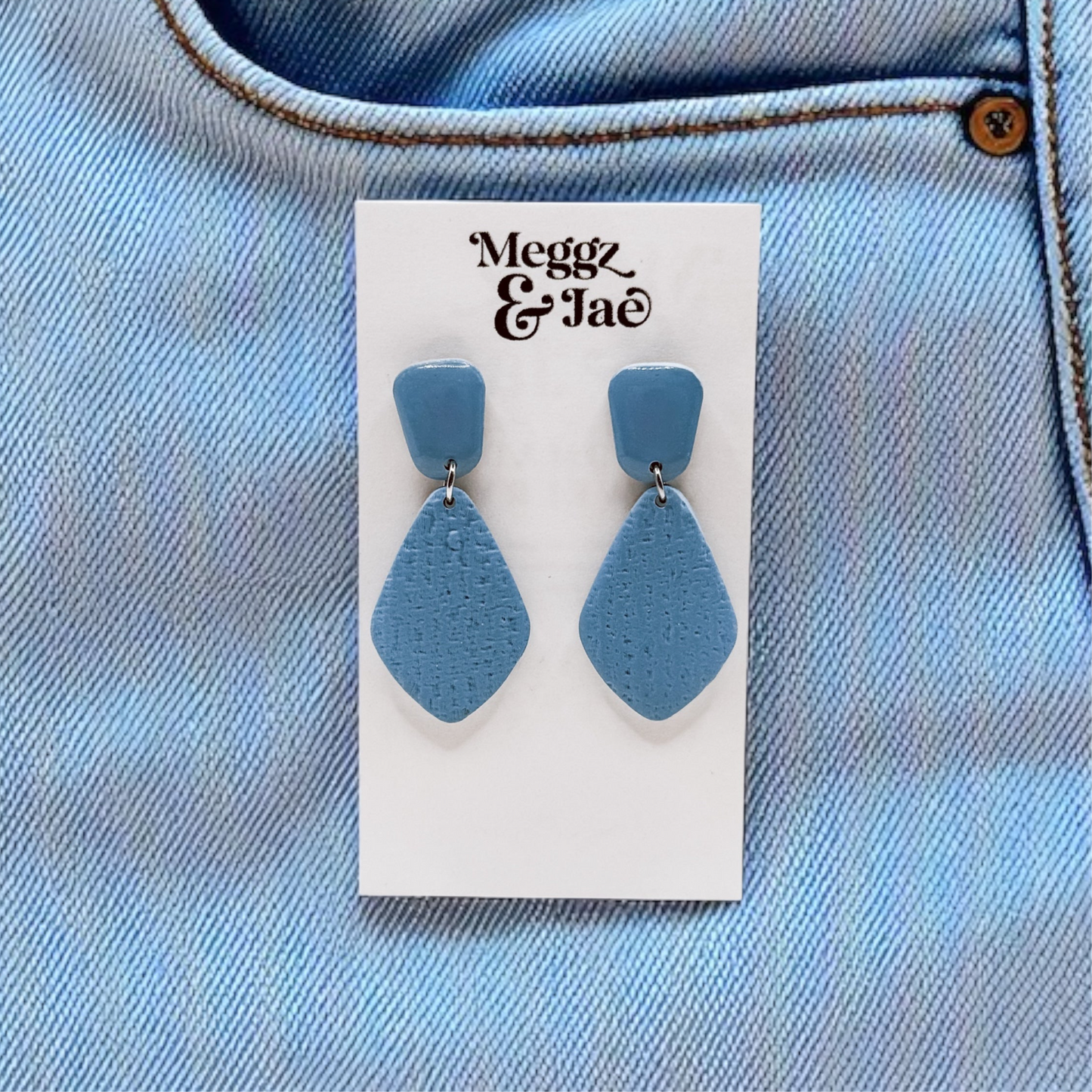 “Chloe” Denim style diamond dangles