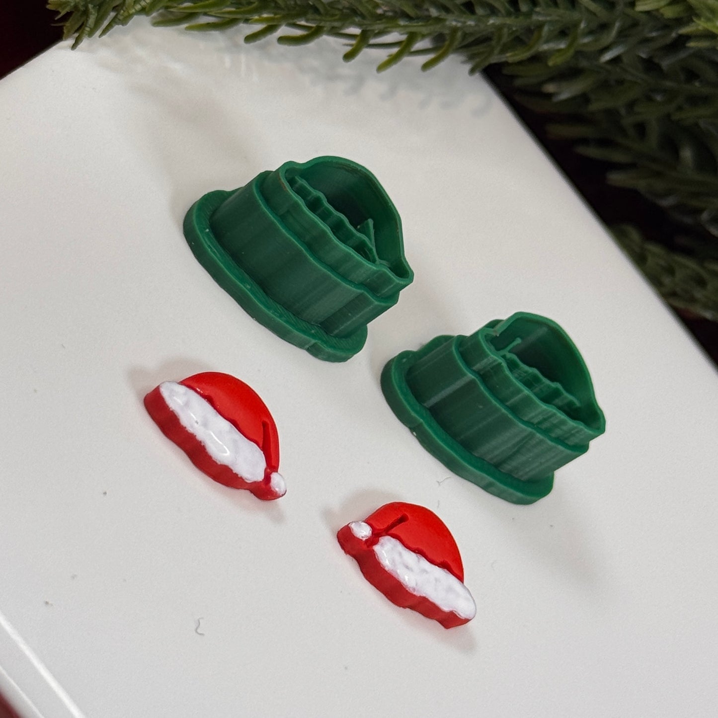Christmas santa hat studs polymer clay cutter