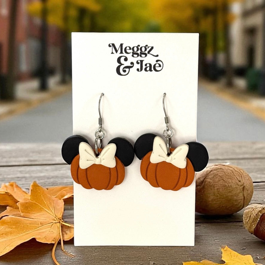 “Pumpkin Mouse” polymer clay earrings