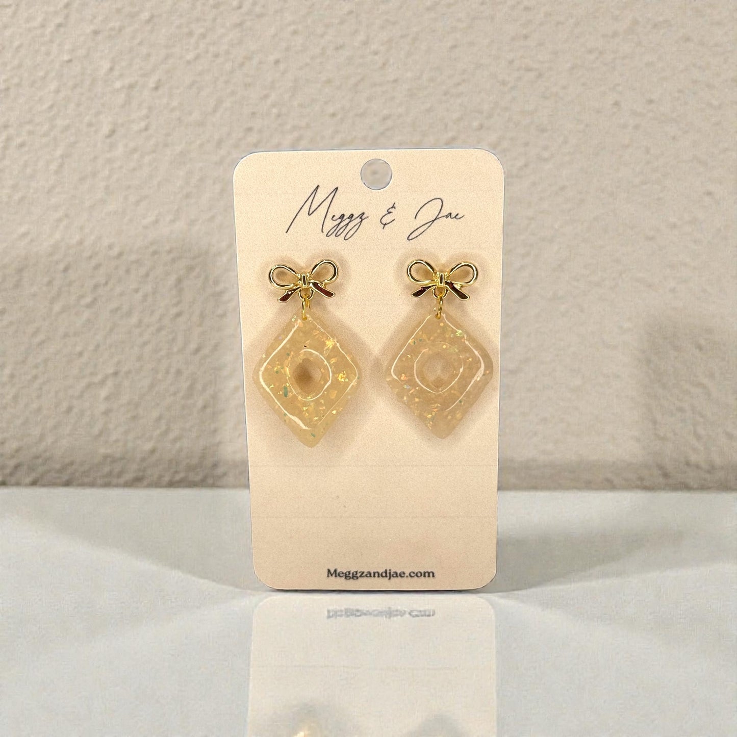 Opal Diamond with cut out polymer clay earrings