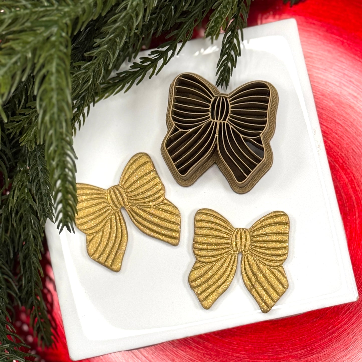 Christmas bow polymer clay cutter