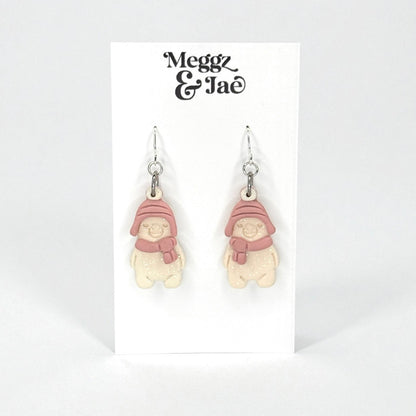 Polar Bear with Hat and Scarf Polymer Clay Earrings