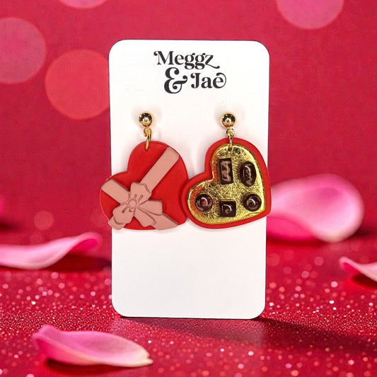 Box of chocolates Valentine’s Day polymer clay earrings
