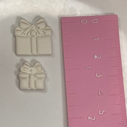 Christmas gift present stud dangle polymer clay cutter
