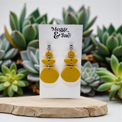 “Sierra” Yellow modern pebble dangles
