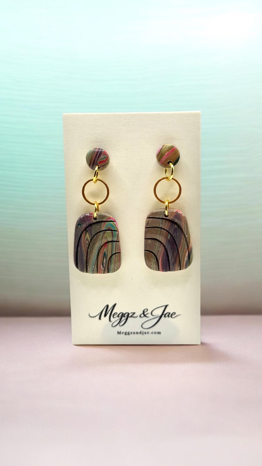 Modern Marble Statement Earrings Handmade Polymer Clay Lightweight Dangle Earrings Meggz and Jae