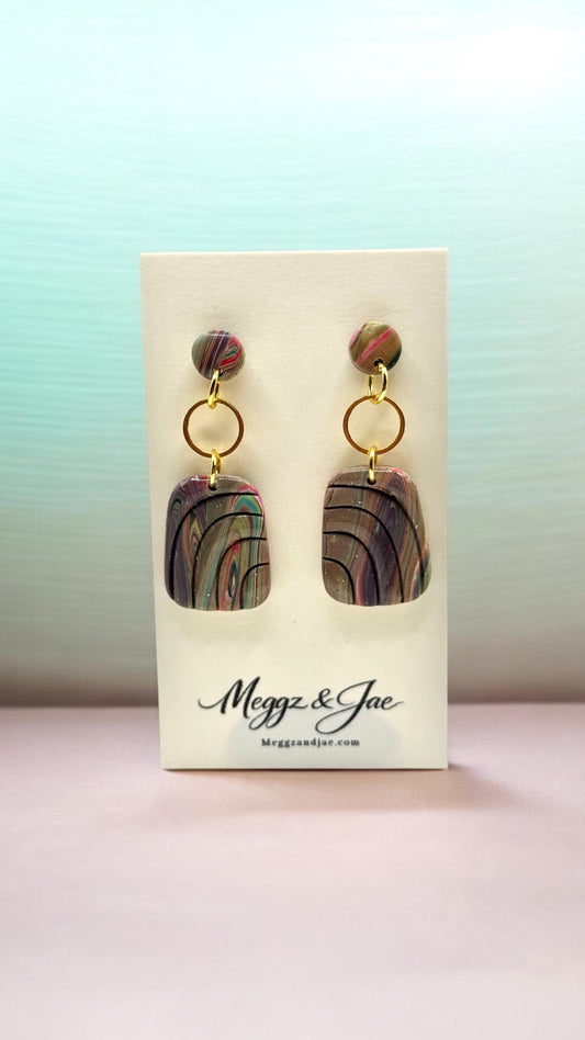 Modern Marble Statement Earrings Handmade Polymer Clay Lightweight Dangle Earrings Meggz and Jae