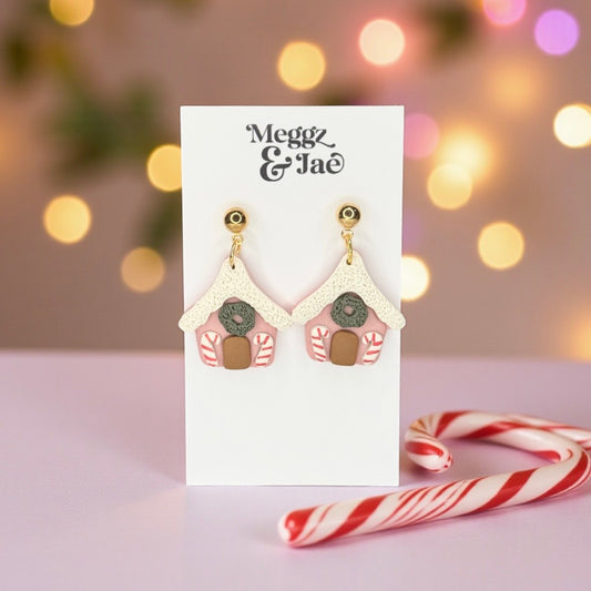 Gingerbread House Polymer Clay Earrings