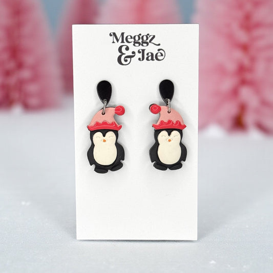 (Copy) Pink Snowman Polymer Clay Earrings