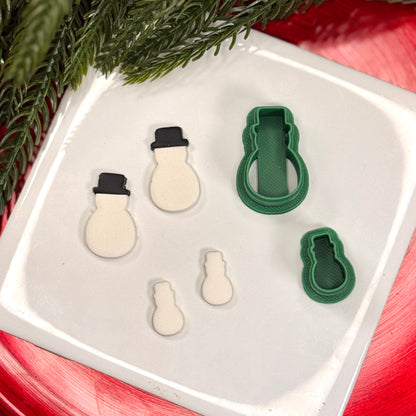 Christmas snowman stud dangle polymer clay cutter