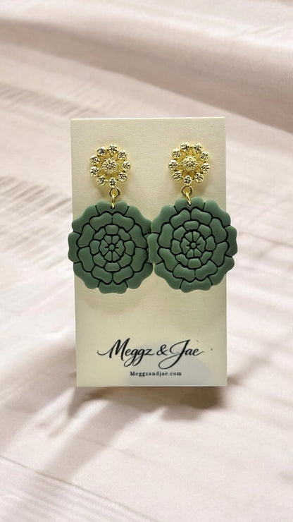 Floral Statement Earrings Handmade Polymer Clay Lightweight Dangle Earrings Meggz and Jae