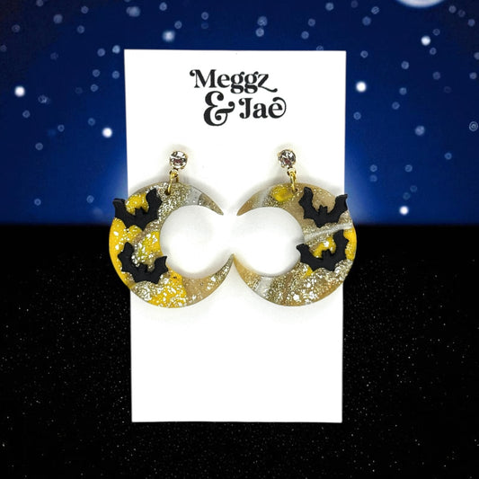 “Crescent Moon” polymer clay dangle earrings