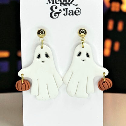 Ghost Holding Pumpkins Polymer Clay Cutters