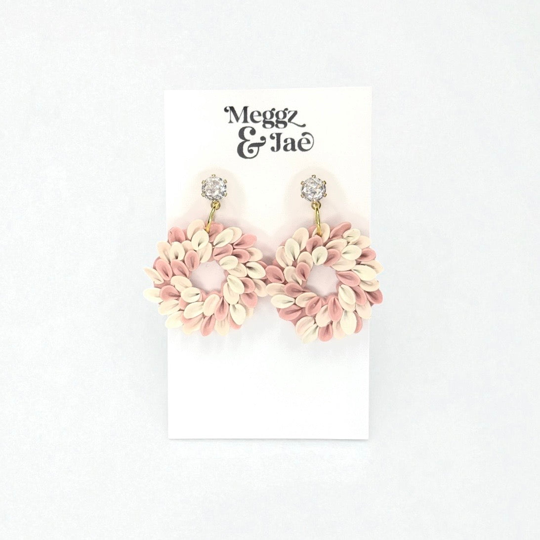 Blush Wreath Pink Christmas Polymer clay Earrings