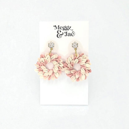 Blush Wreath Pink Christmas Polymer clay Earrings