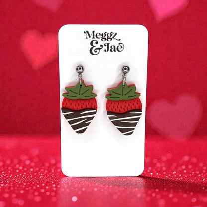 Chocolate covered strawberry polymer clay earring