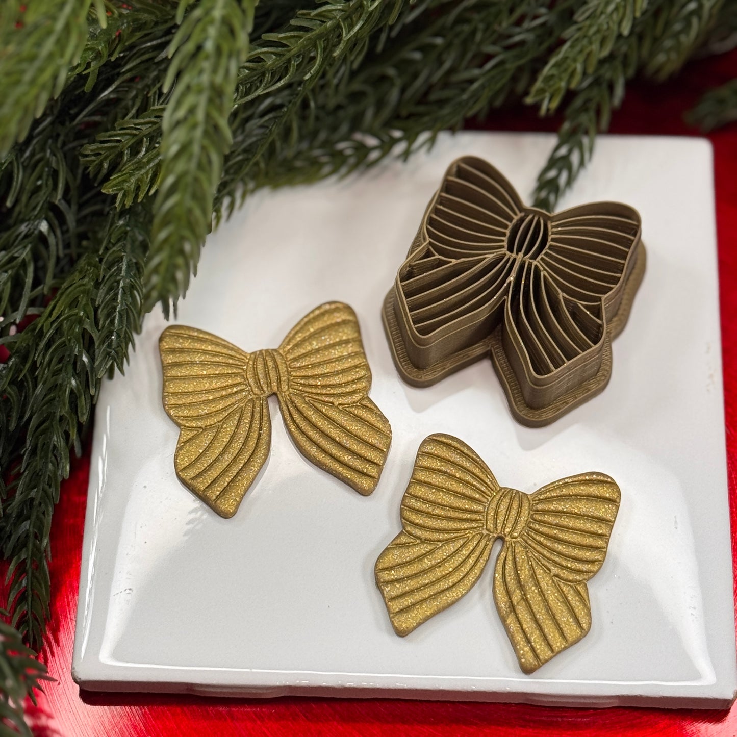 Christmas bow polymer clay cutter