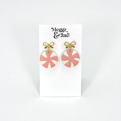 Pink Peppermint Polymer Clay Earrings