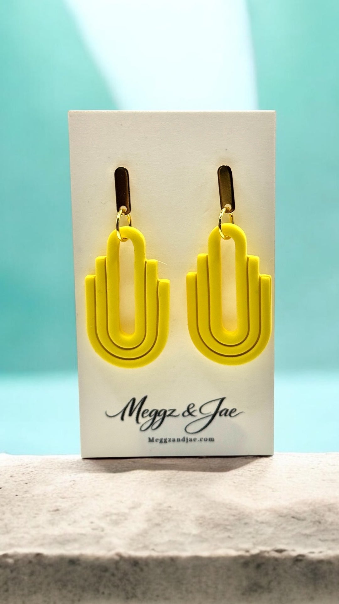 Modern Arch Statement Earrings Handmade Polymer Clay Lightweight Dangle Earrings Meggz and Jae