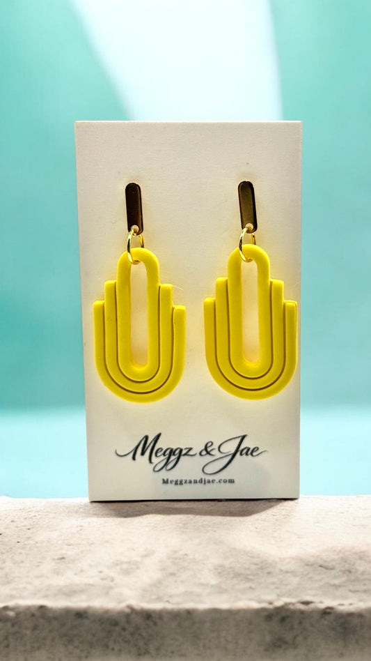 Modern Arch Statement Earrings Handmade Polymer Clay Lightweight Dangle Earrings Meggz and Jae
