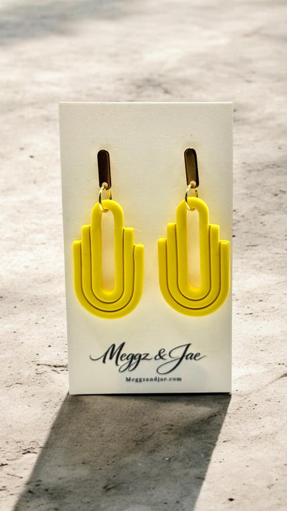 Modern Arch Statement Earrings Handmade Polymer Clay Lightweight Dangle Earrings Meggz and Jae