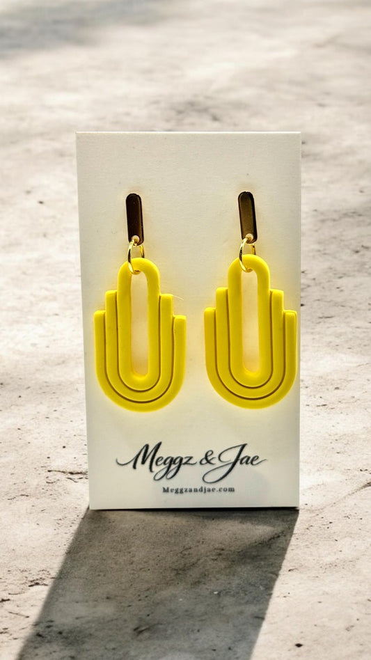 Modern Arch Statement Earrings Handmade Polymer Clay Lightweight Dangle Earrings Meggz and Jae