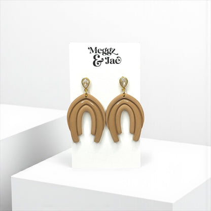 “Abby” Neutral beige arch style dangles with cz topper