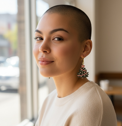 Garland with Star Christmas Tree Polymer Clay Earrings