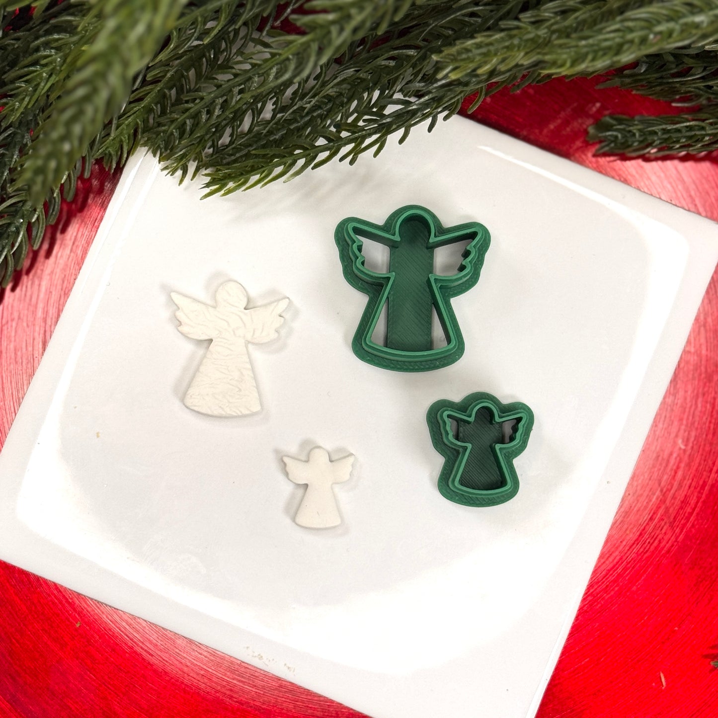 Christmas Angel stud dangle polymer clay cutter
