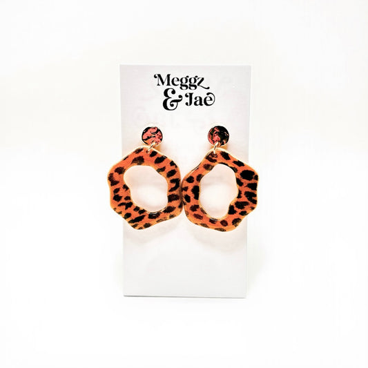 “Carol” cheetah print modern dangles