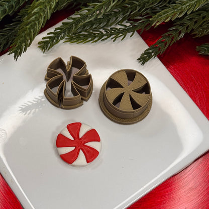 Christmas peppermint polymer clay cutter (set of 2)