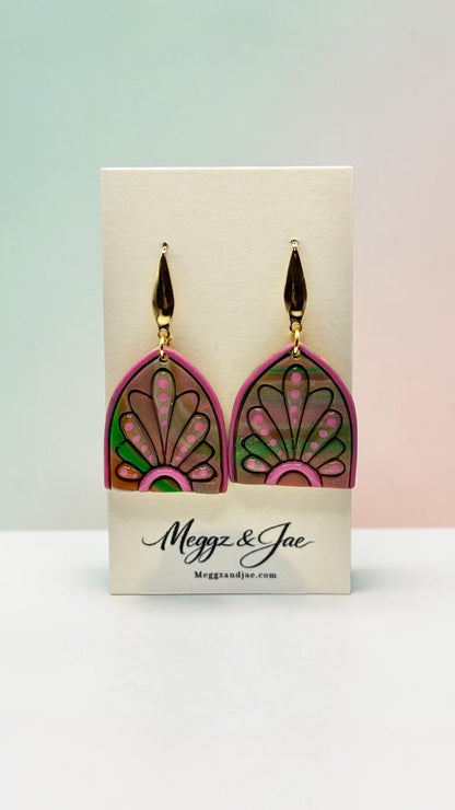 Modern Art Deco Inspired Statement Earrings | Handmade Polymer Clay | Lightweight Dangle Earrings | Meggz & Jae