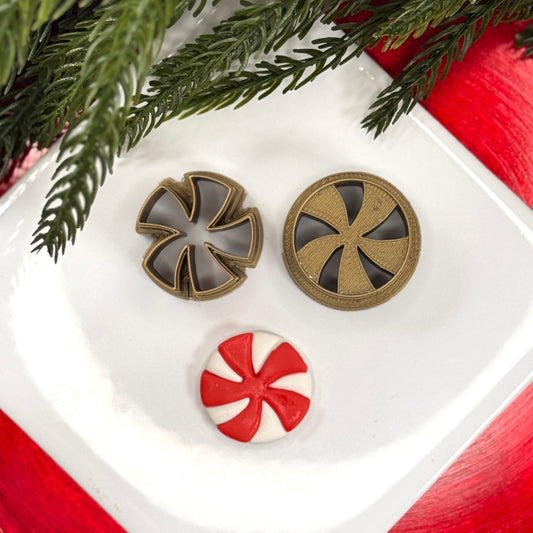 Christmas peppermint polymer clay cutter (set of 2)