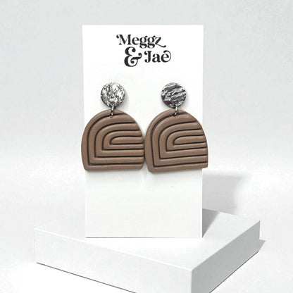 “Amanda” Taupey brown Arch Drop Earrings