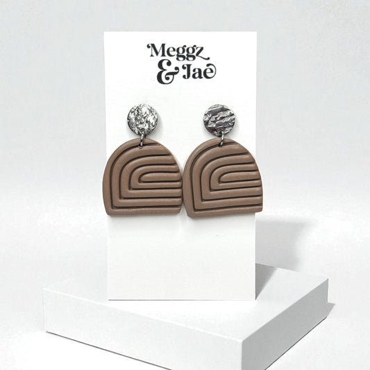 “Amanda” Taupey brown Arch Drop Earrings