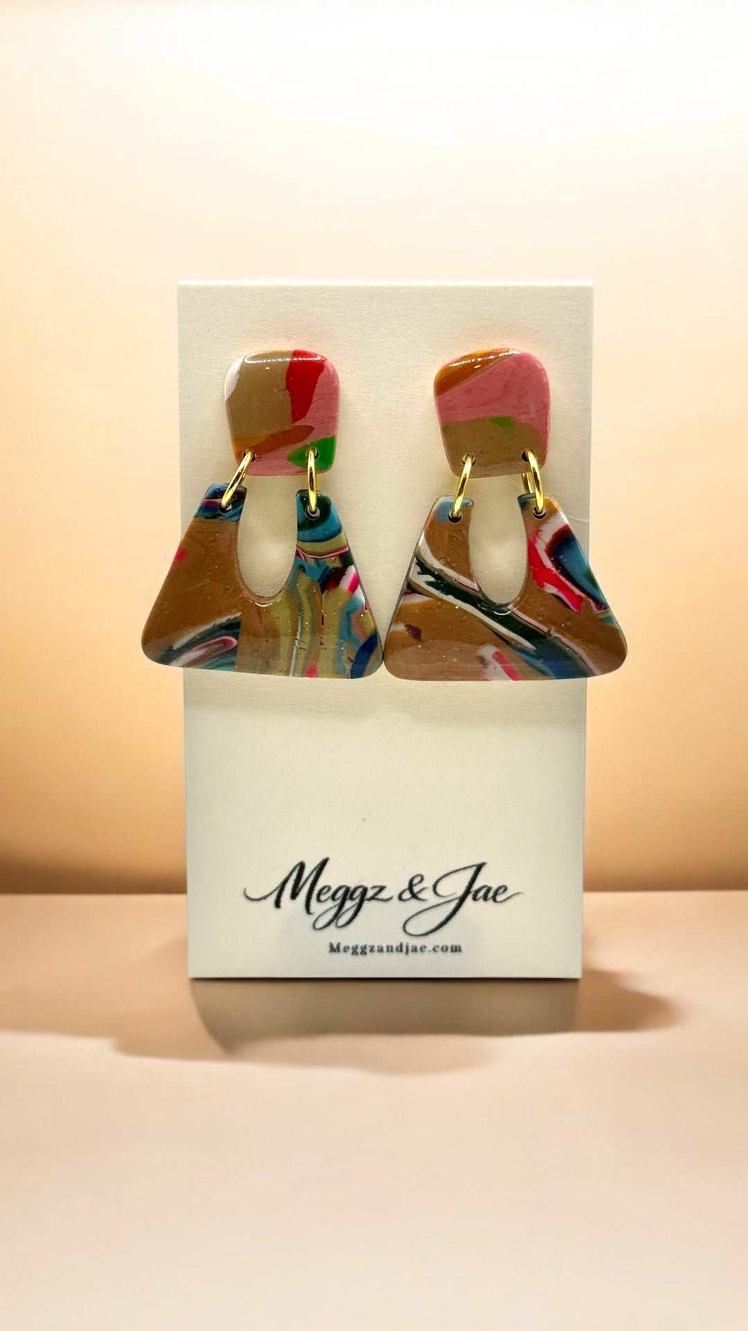 Modern Geometric Statement Earrings Handmade Polymer Clay Lightweight Dangle Earrings Meggz and Jae