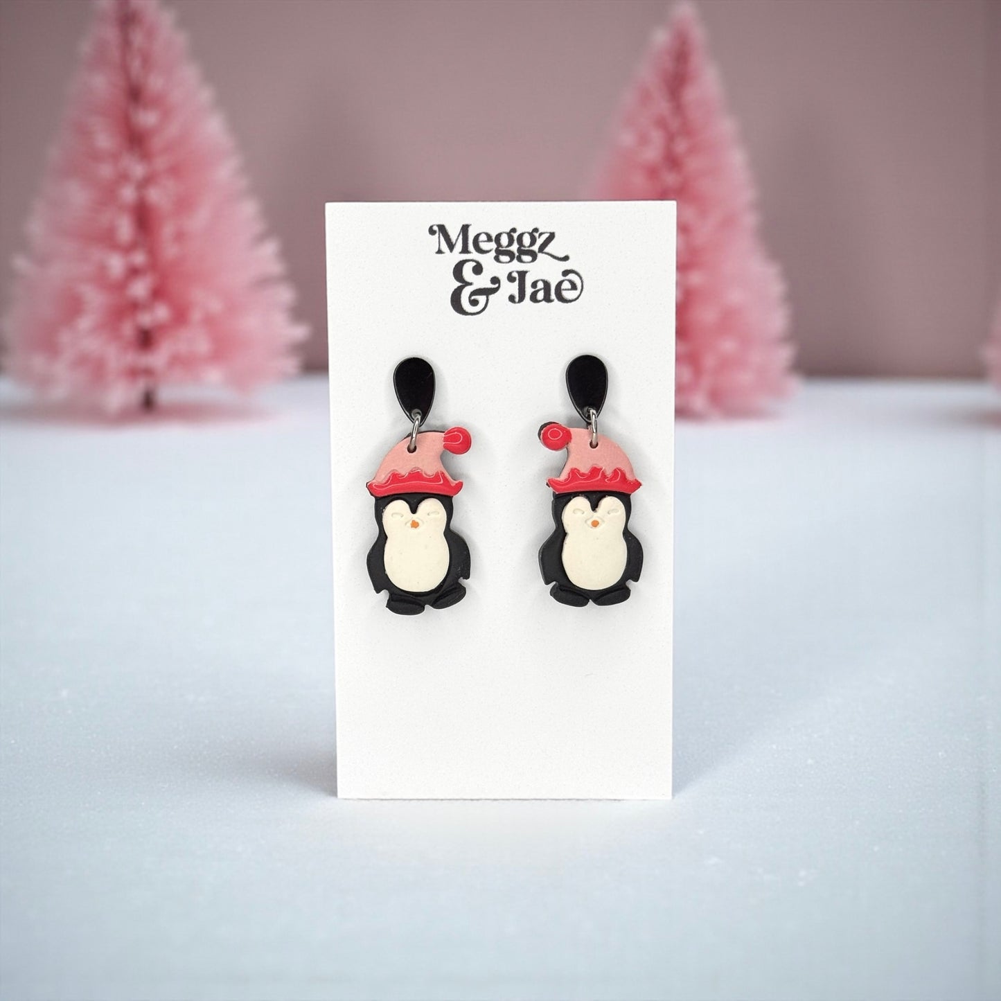 (Copy) Pink Snowman Polymer Clay Earrings