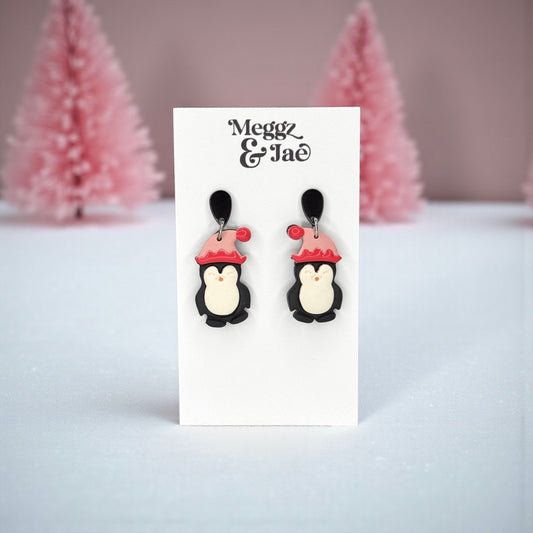 (Copy) Pink Snowman Polymer Clay Earrings