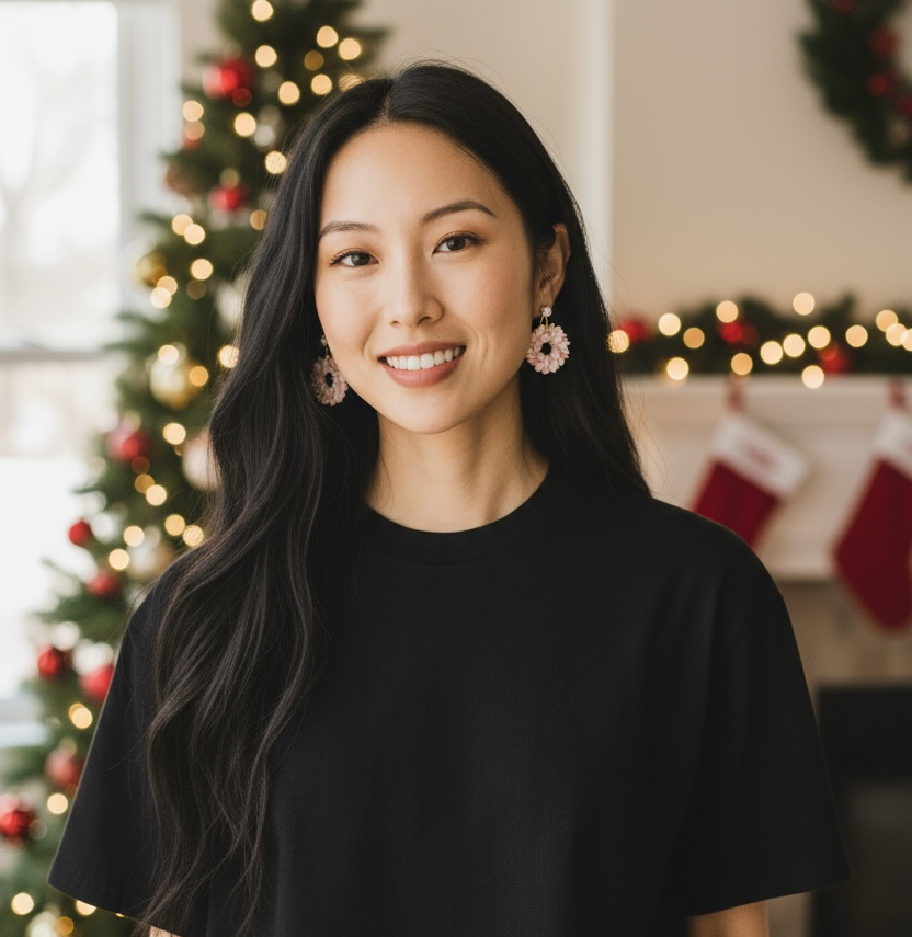 Blush Wreath Pink Christmas Polymer clay Earrings