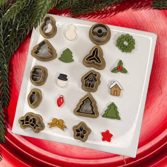Christmas set of 10 stud pack polymer clay cutter