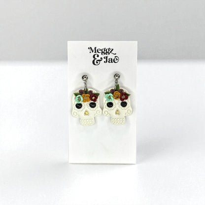 “Sugar Skulls”polymer clay dangle earrings
