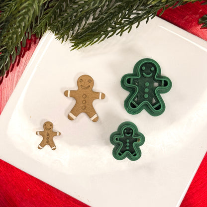 Christmas gingerbread stud dangle polymer clay cutter