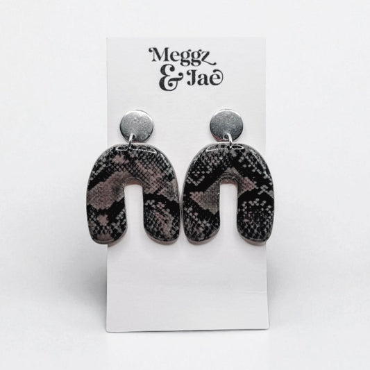 “Layla” snake skin arch dangles