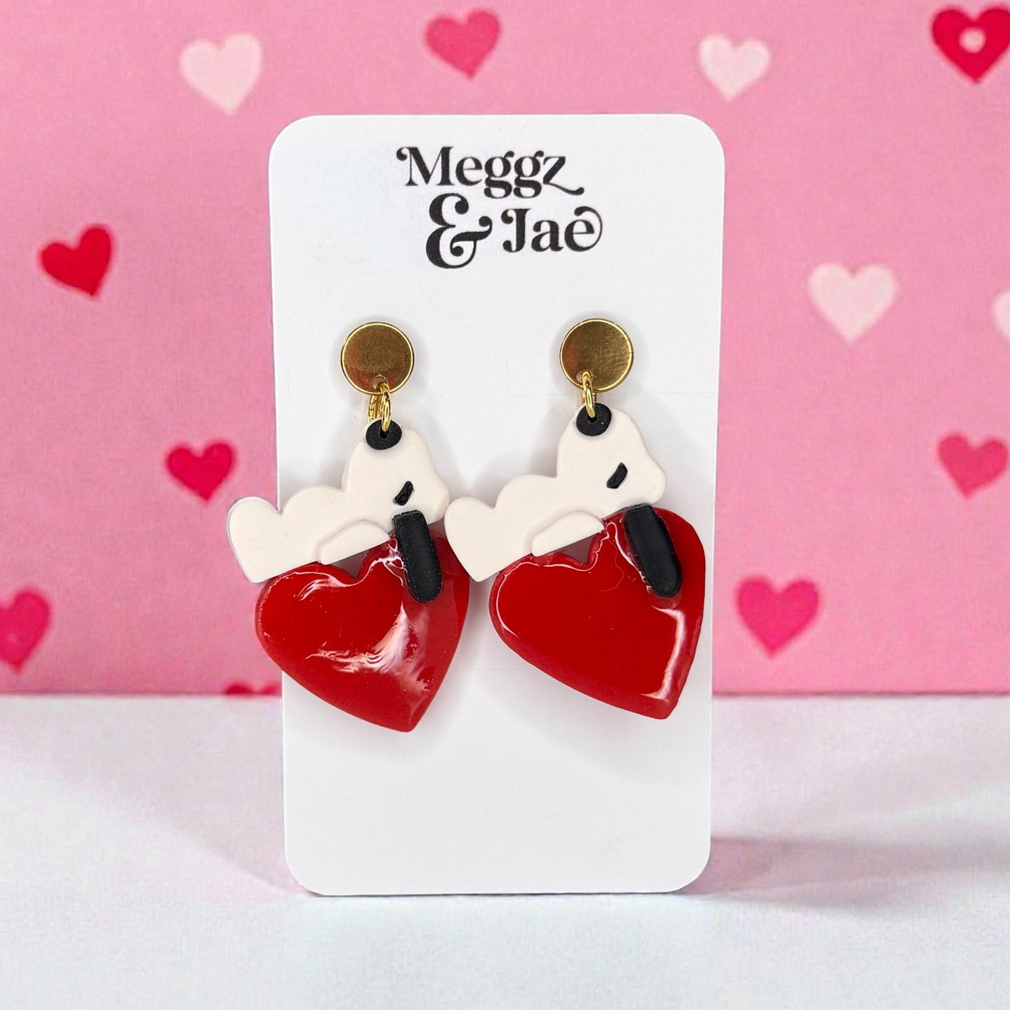 Snoop y inspired Valentine’s Day heart polymer clay earrings