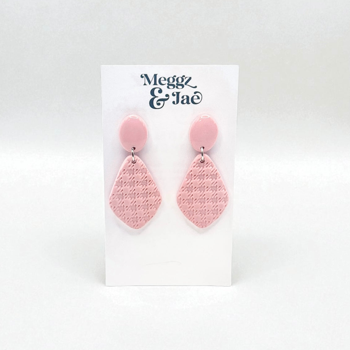 “Cheri” pink textured diamond dangles