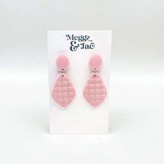 “Cheri” pink textured diamond dangles