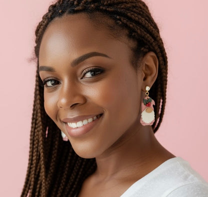 Pink Christmas Gnome Polymer Clay Earrings