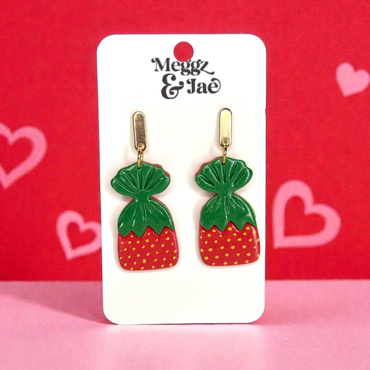 Grandma strawberry candy polymer clay earring